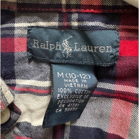 Ralph Lauren Boys Cotton Long Sleeve Button Down Shirt Plaid Size Medium - 10-12 - Picture 6 of 6